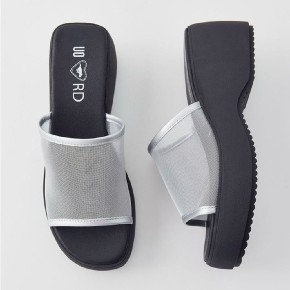 🟠NWT ROCKET DOG Lennox Mesh Platform Sandal in Silver
